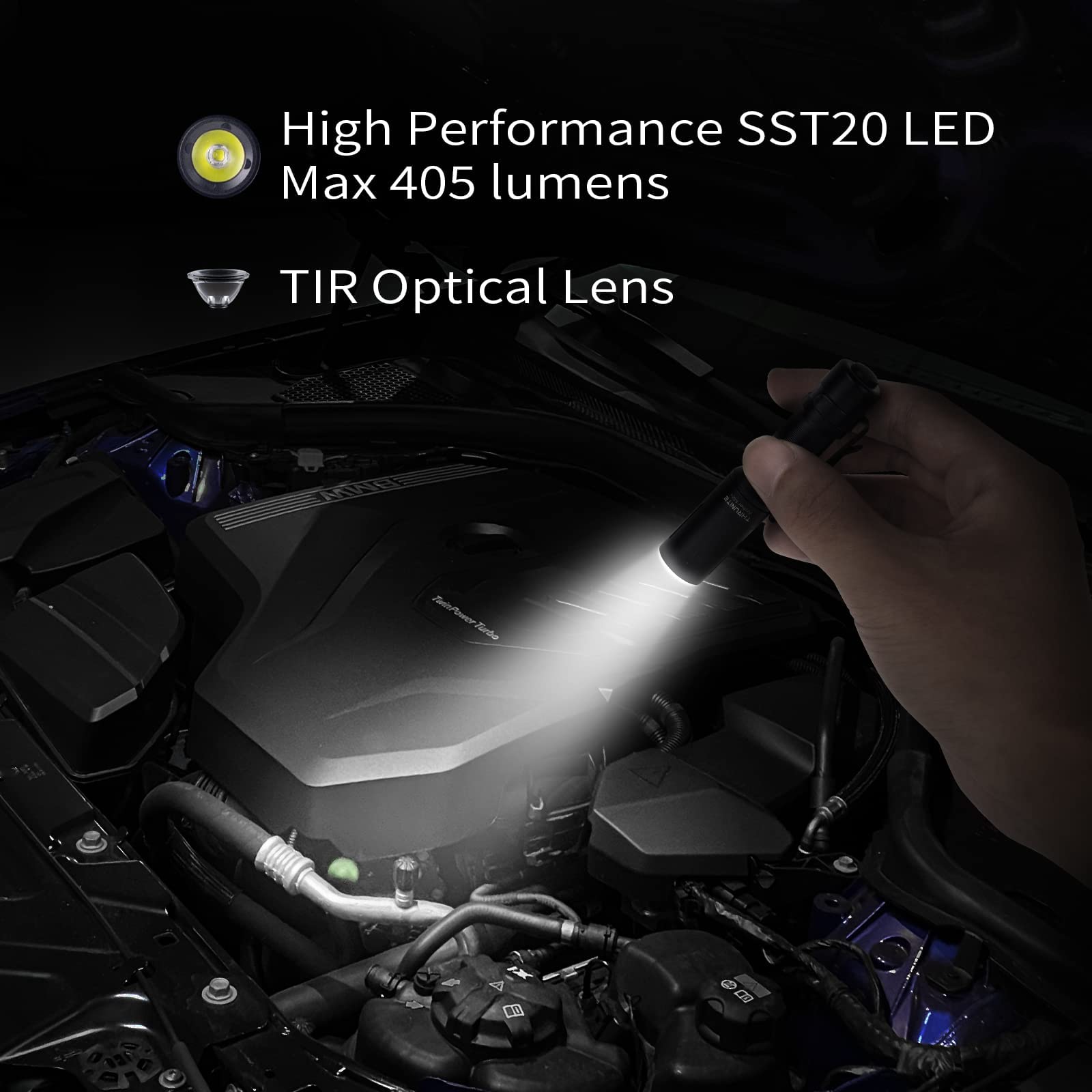 ThruNite Archer Mini beam reaching up to 87 meters for distant viewing