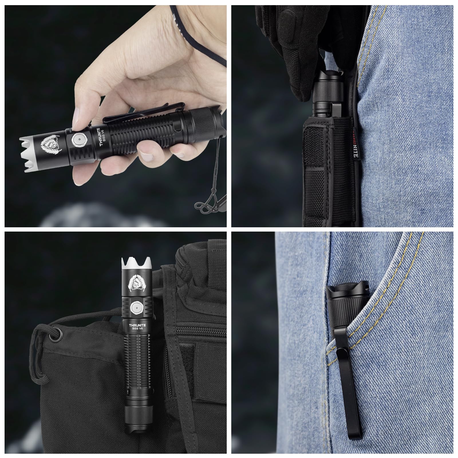 ThruNite BSS V6 holster and lanyard for secure everyday carry