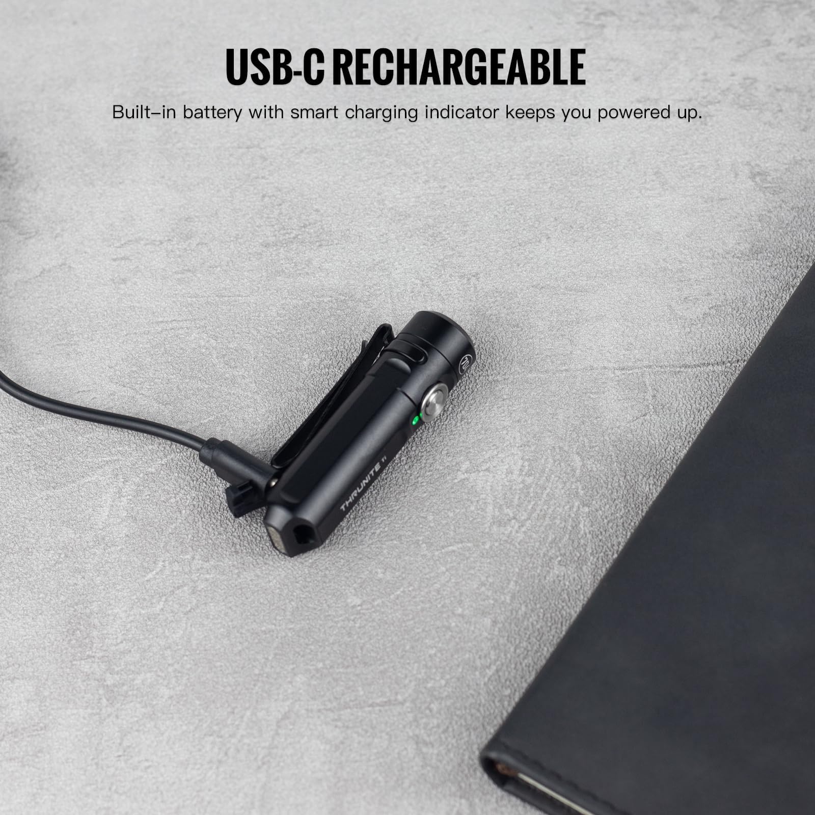 ThruNite Ti includes a keyring clip for secure everyday carry.