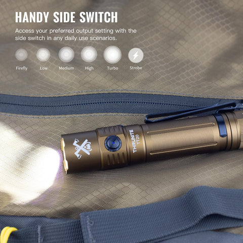 ThruNite TT20 dual-switch design enables quick lighting control.
