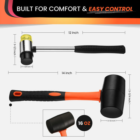 ThudCraft 35mm double-faced soft rubber mallet head for surface protection