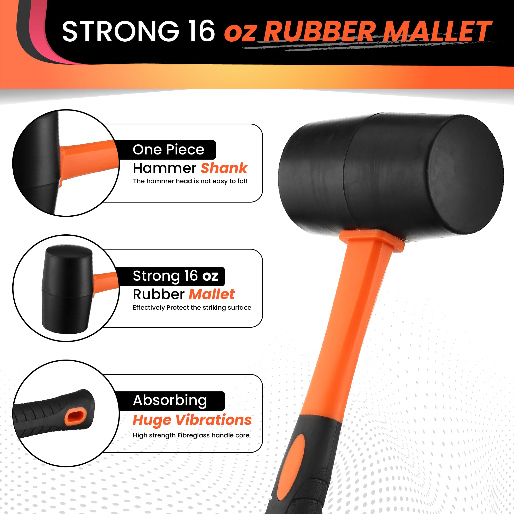 ThudCraft fiberglass handle with TPR grip for comfortable, non-slip use