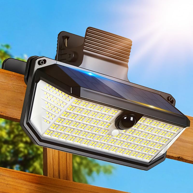 Thumok 416LEDs clip-on solar light front view shows bright outdoor illumination for yards