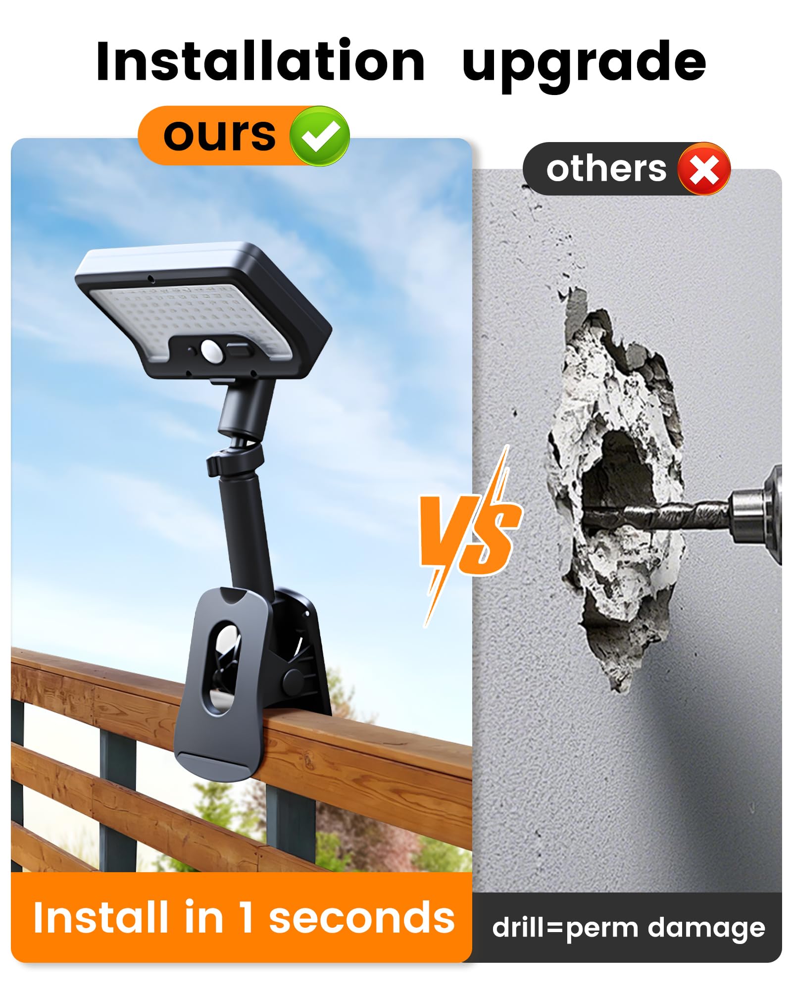 Thumok clip-on solar light beams 6000K daylight for porch lighting.