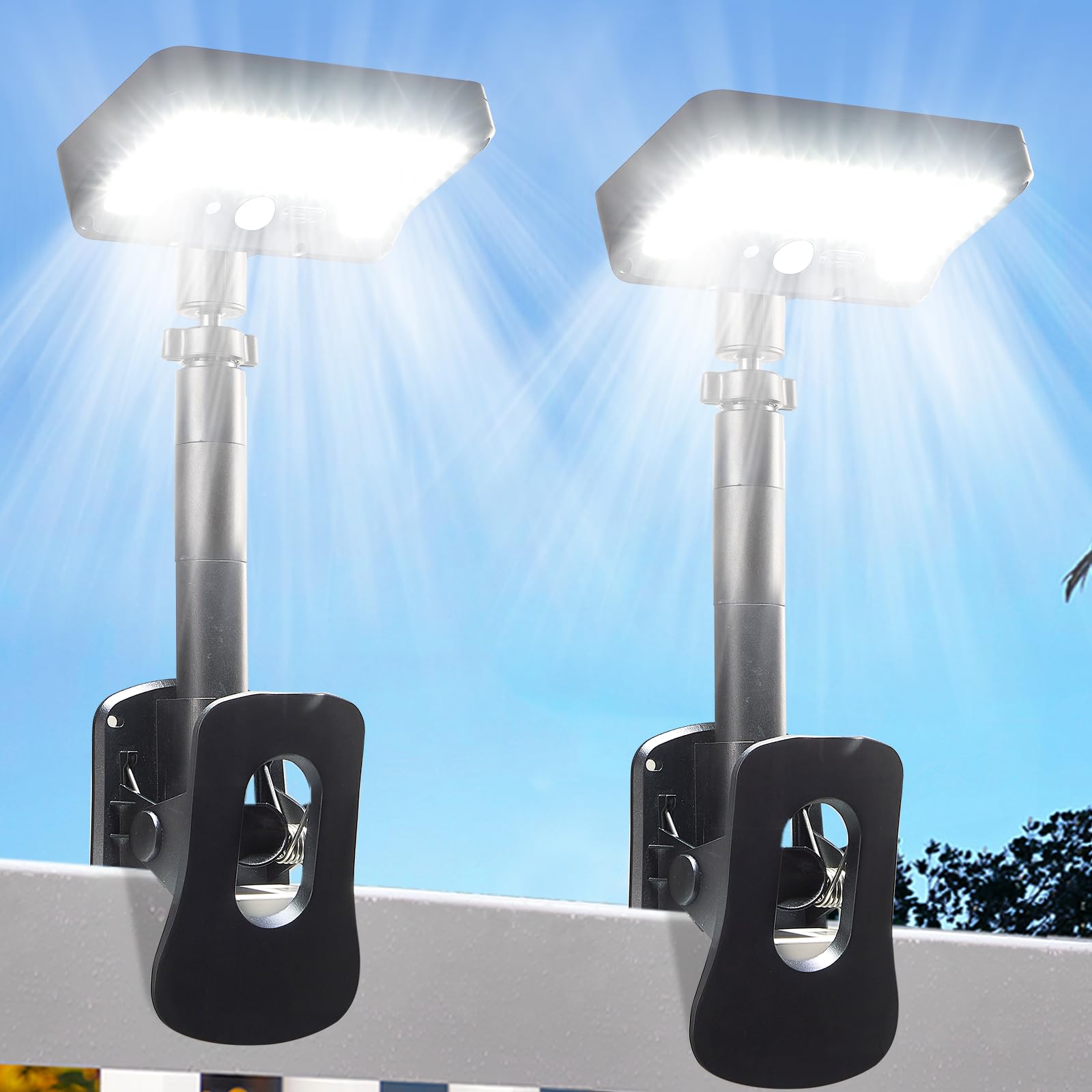Thumok clip-on solar light on front view, compact black housing for reliable night visibility.