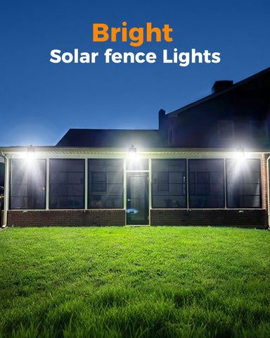 Thumok outdoor solar lights installed along a fence, deck, and gutter