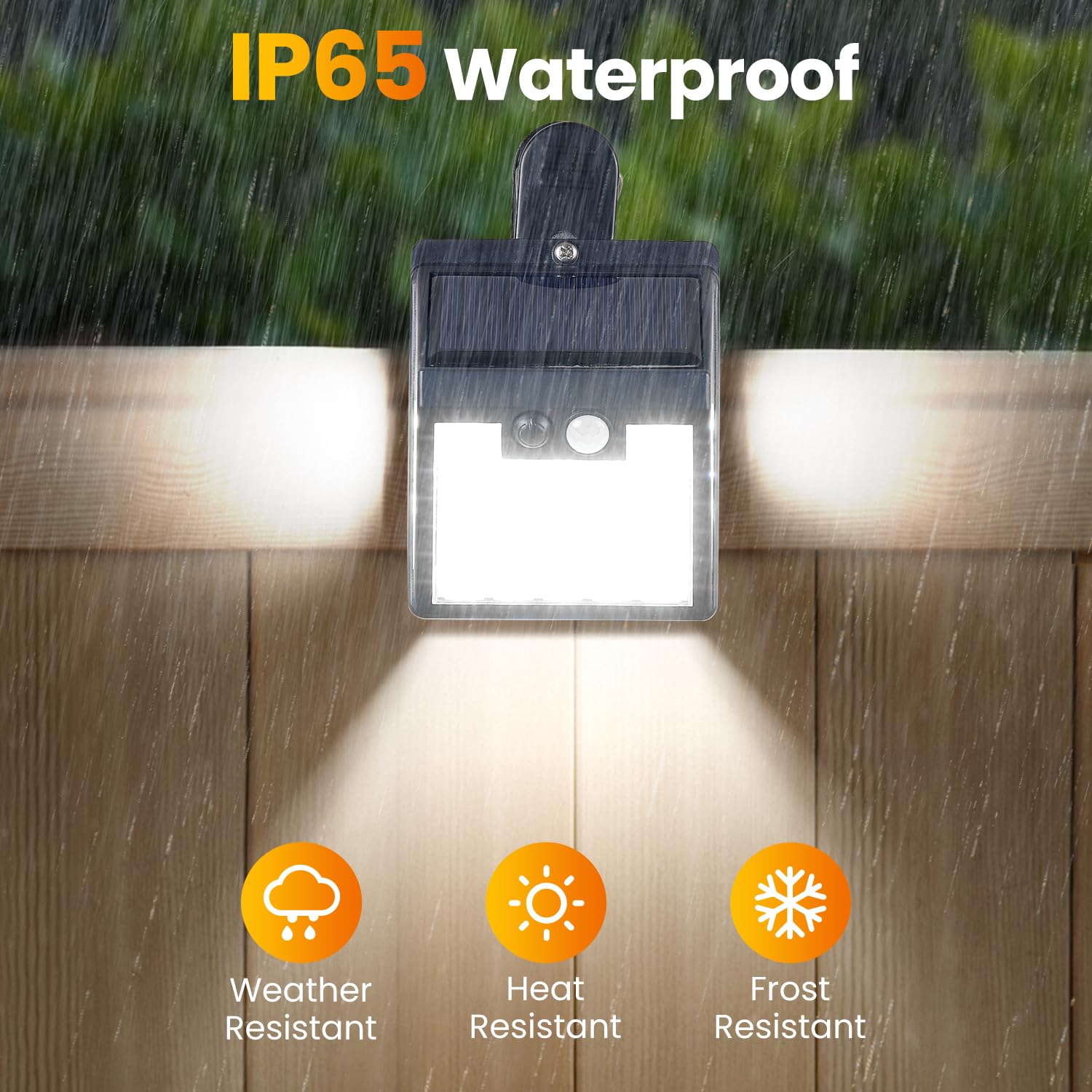 Thumok wall-fence setup creates ambient outdoor security lighting.