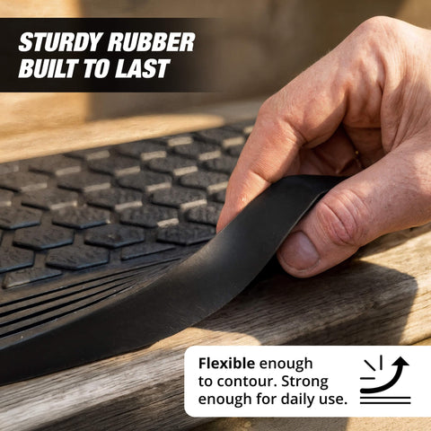 Thunder Grip deck stairs rubber mats offer sturdy traction on concrete or wood.
