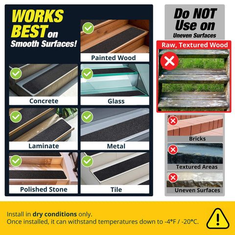 Thunder Grip easy install stair treads suitable for decks, entryways, and ramps.