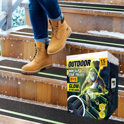 Thunder Grip glow-stair treads on exterior steps for safer nighttime footing