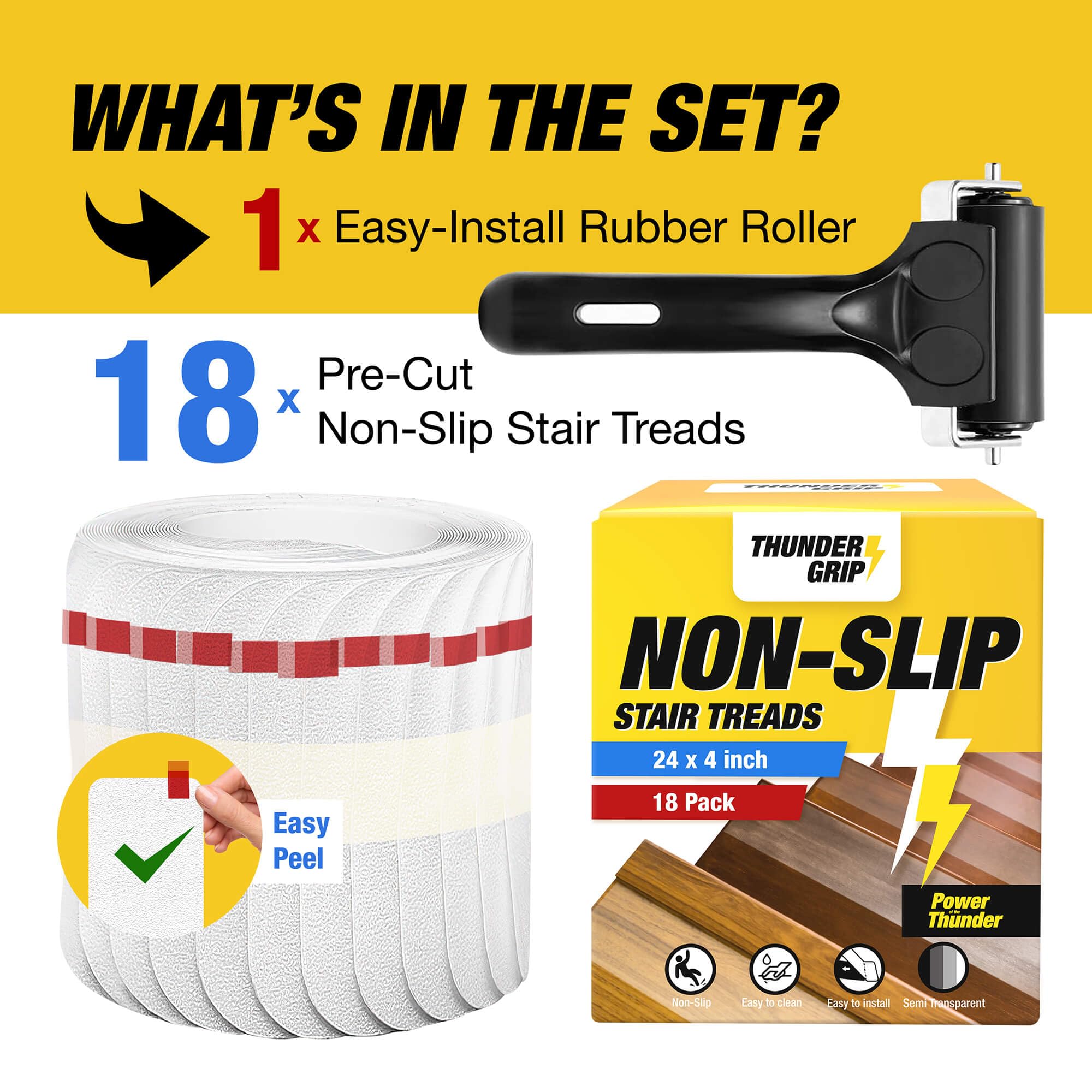 THUNDER GRIP maintenance-friendly treads stay clean and in place.
