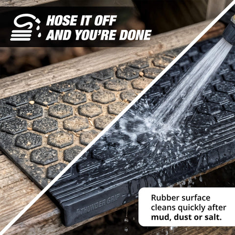 Thunder Grip outdoor stair covers maintain traction on wet stairs for pets and kids.