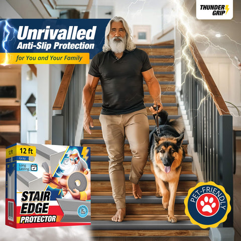 THUNDER GRIP stair edge protector finished look blends with decor.