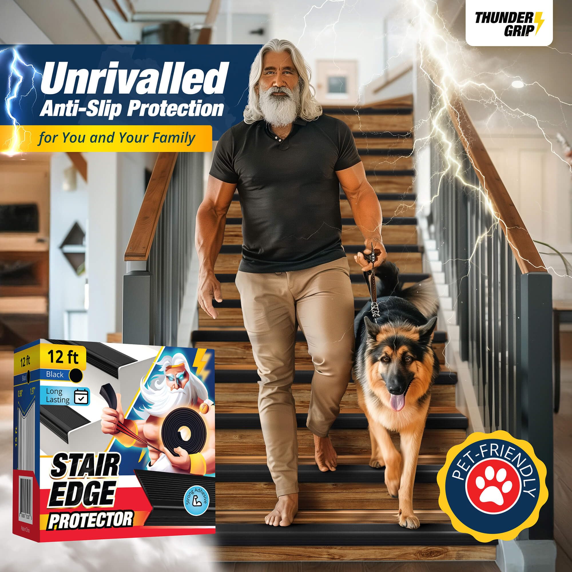 Thunder Grip finishes blend with any decor while protecting stair edges.