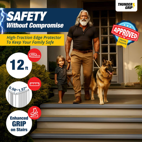 THUNDER GRIP stair edge protector outdoors and indoors offers weather resistance for stairs.