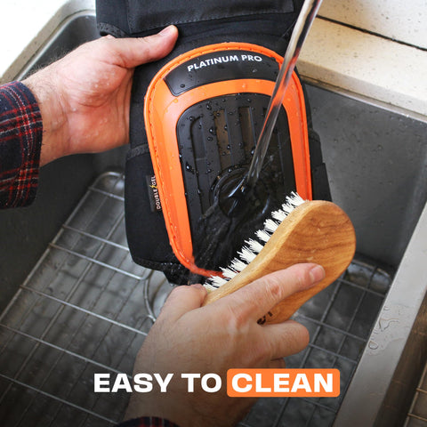 Thunderbolt knee pads support flooring and tile installation work.