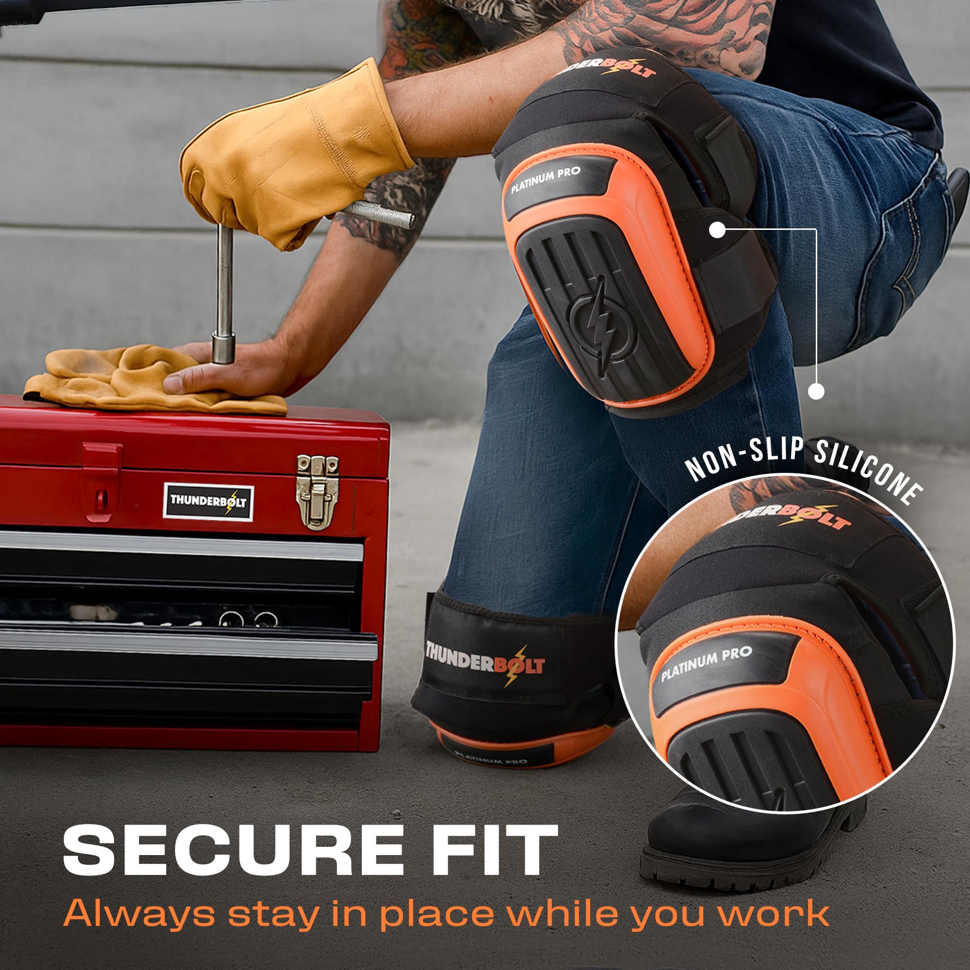 Thunderbolt knee pads ideal for gardening tasks and kneeling comfort.