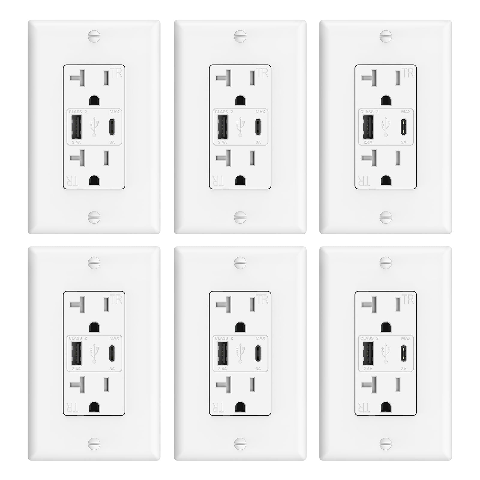 ThunderWay USB wall outlet six-pack powers rooms with clutter-free charging