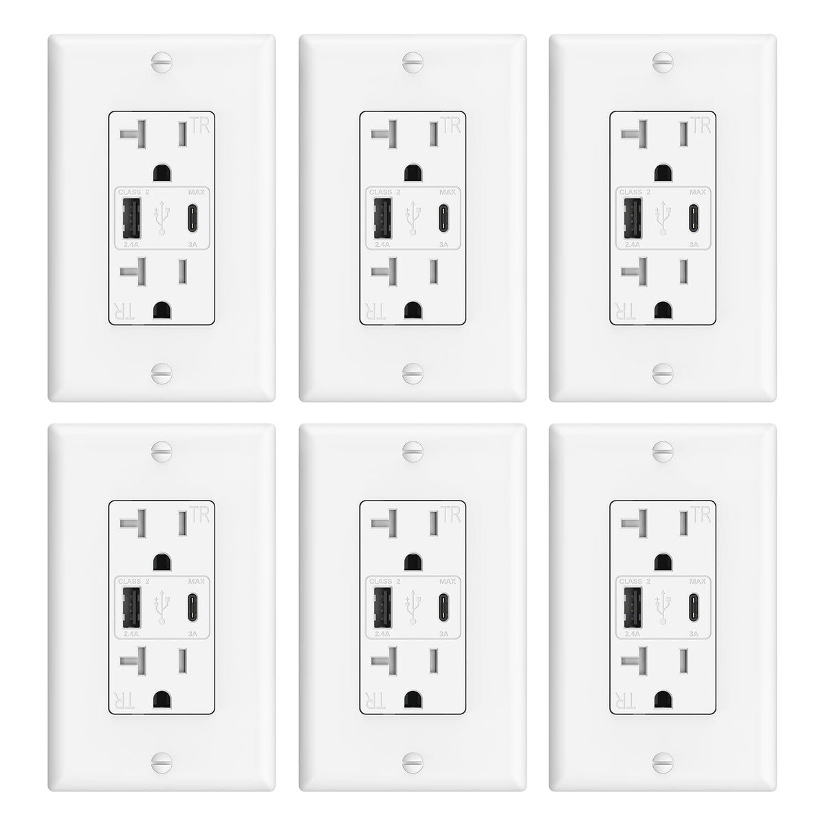 ThunderWay USB wall outlet six-pack powers rooms with clutter-free charging