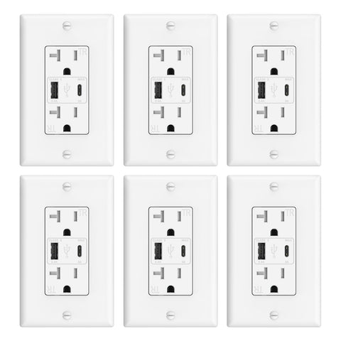ThunderWay USB wall outlet six-pack powers rooms with clutter-free charging