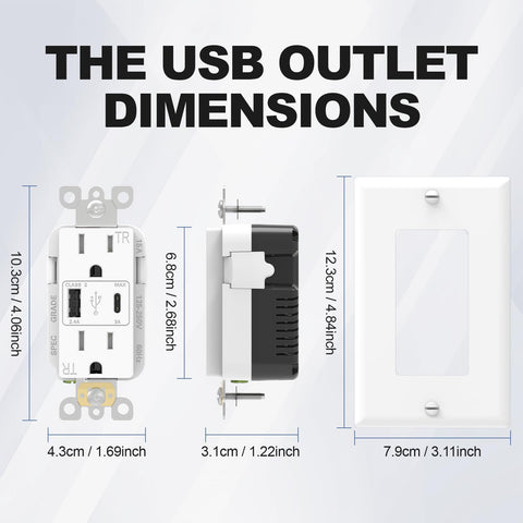 ThunderWay USB Wall Outlet Type-C and Type-A ports enable fast device charging.