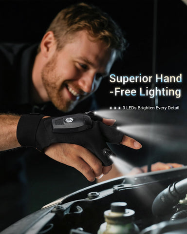 ThxToms flashlight gloves with 150mAh battery for longer outdoor use.