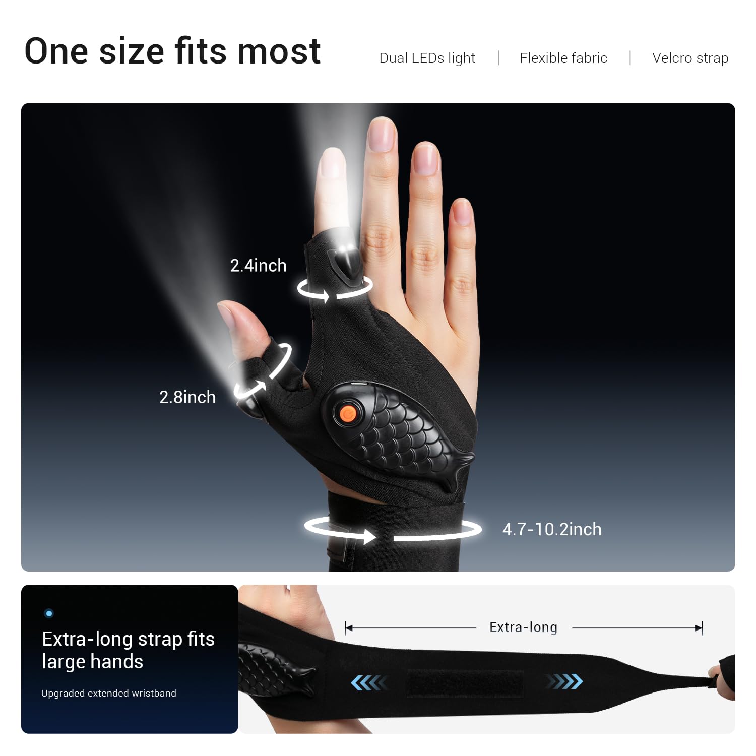 ThxToms Flashlight Gloves charging cable powers both gloves via USB.