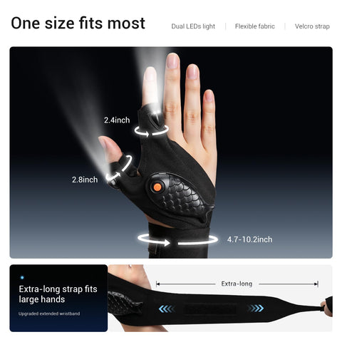 ThxToms Flashlight Gloves charging cable powers both gloves via USB.