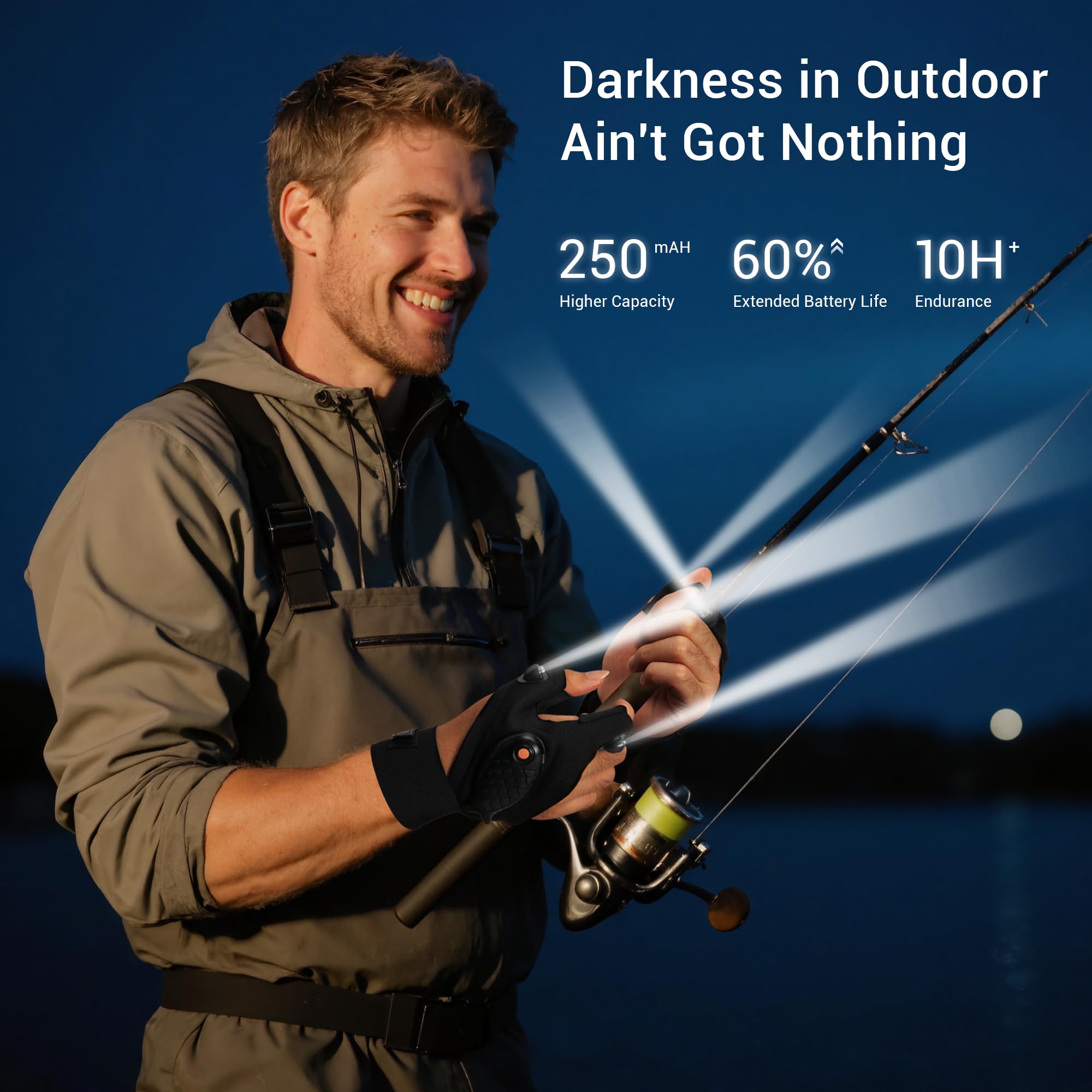 ThxToms Flashlight Gloves enable night repairs and fishing with dependable glow.