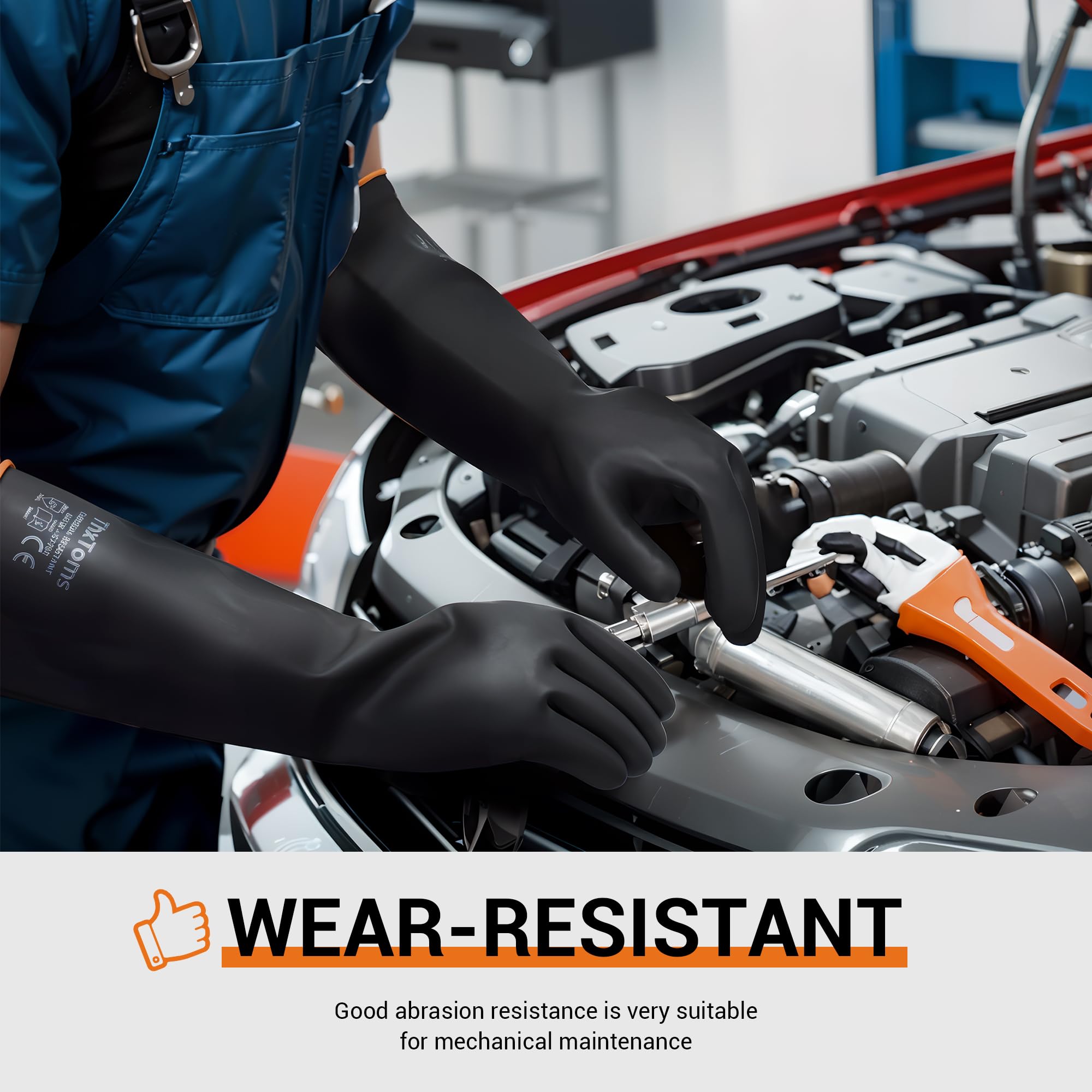 ThxToms long rubber gloves offer forearm coverage for maintenance