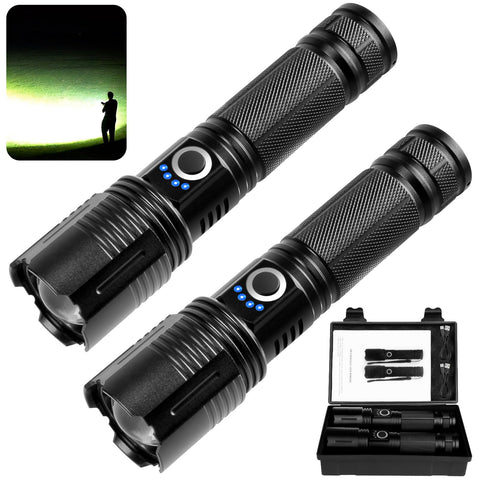 THY TRY 2-pack 90,000-lumen flashlight beam for clear night visibility during outdoor adventures