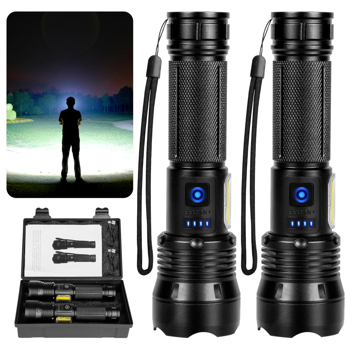 THY TRY Rechargeable Flashlight with powerful beam for night hikes