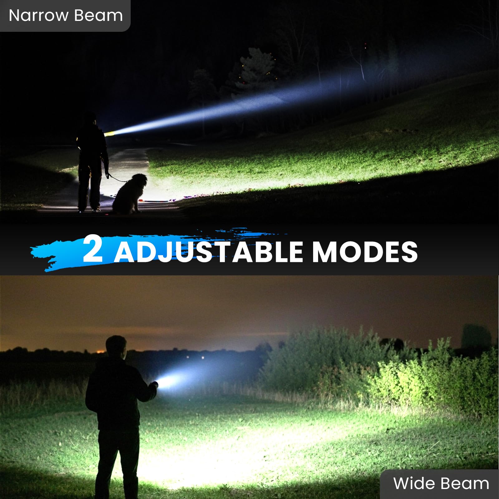THY TRY Rechargeable Flashlight shows battery level indicators at a glance
