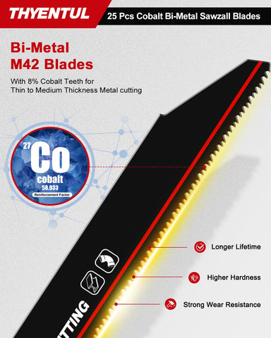 THYENTUL 14/18 TPI blades cutting medium thickness metal cleanly