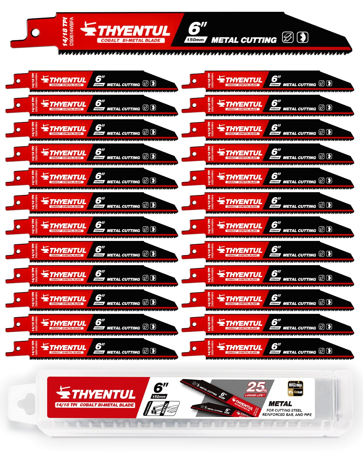 THYENTUL 25-pack 6-inch metal blades ready for heavy-duty cutting