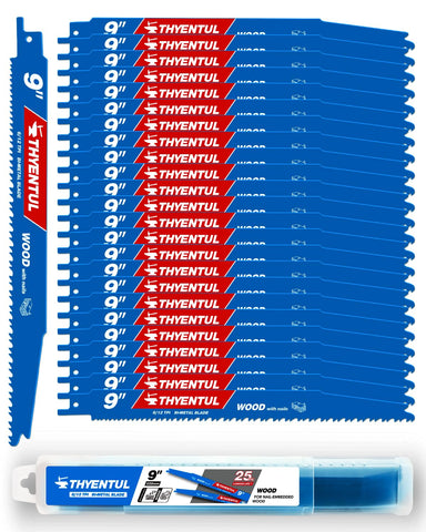 THYENTUL 25-pack 9-inch bi-metal demolition blades boxed for quick access