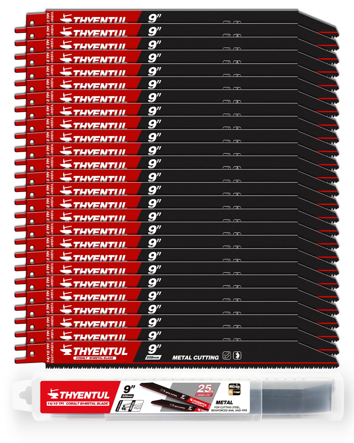 THYENTUL 25 pack blades in a box for quick metal cutting tasks
