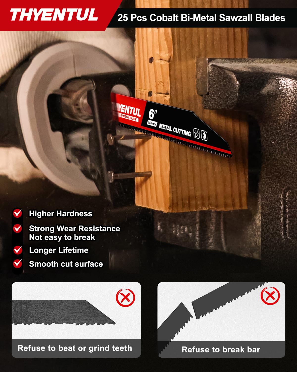 THYENTUL blades cutting steel pipes with precision