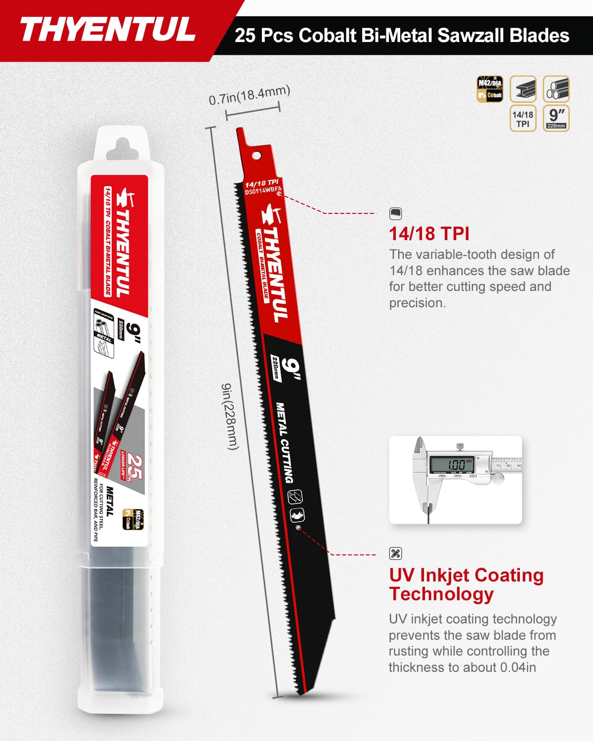 THYENTUL M42 cobalt teeth close up for durable metal cutting