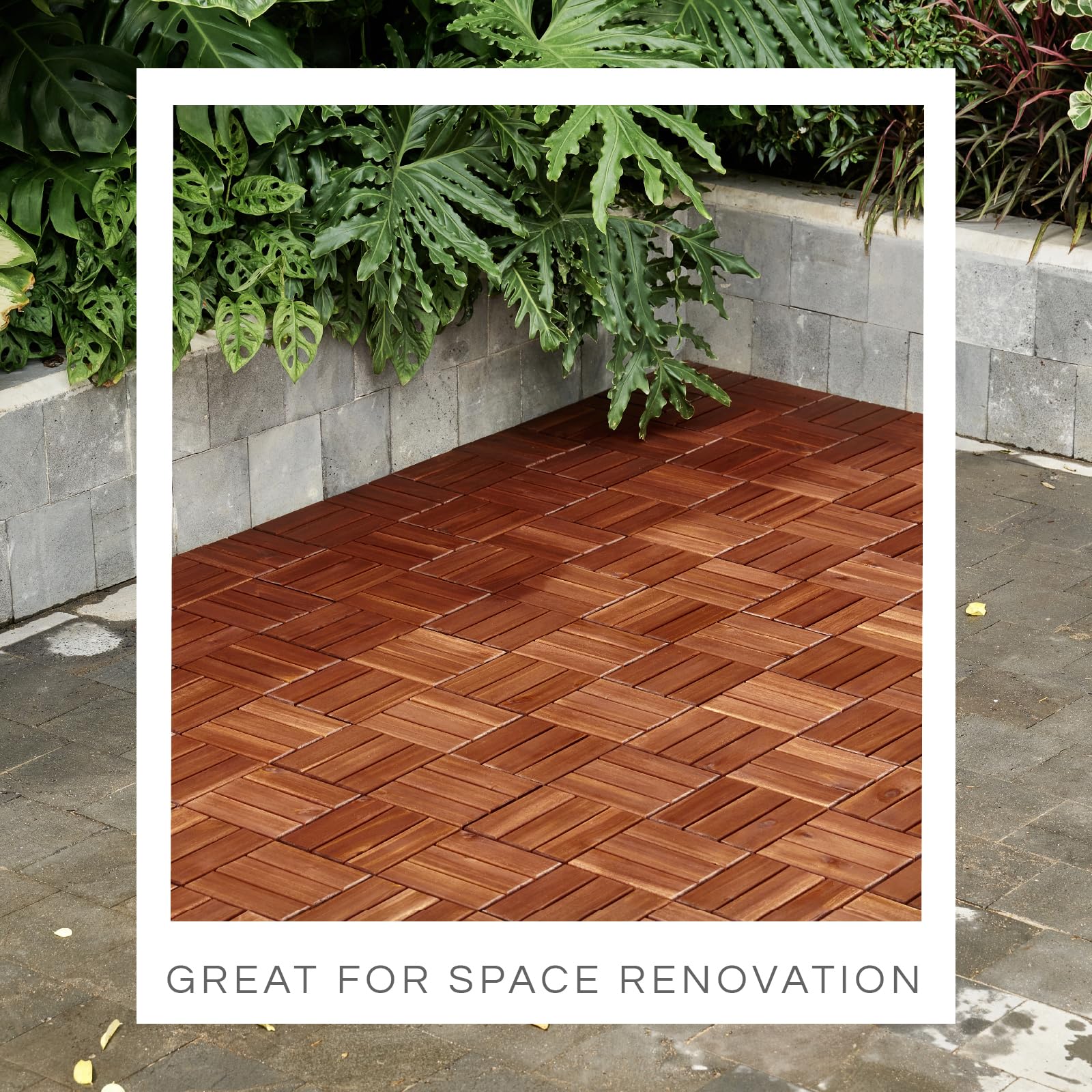 Durable acacia wood with PPC base withstands all weather.