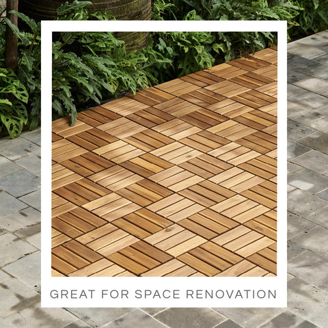 THYOI acacia deck tiles 7-piece pack covers 10 sq ft