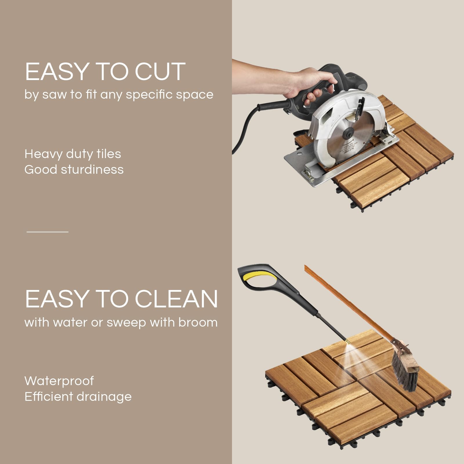THYOI acacia deck tiles versatile indoor/outdoor use