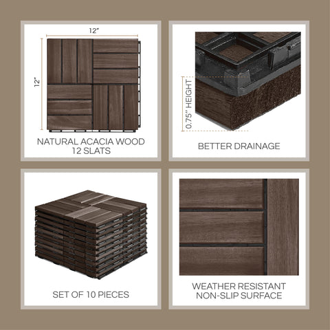 THYOI acacia wood patio tiles highlighting natural texture and durability