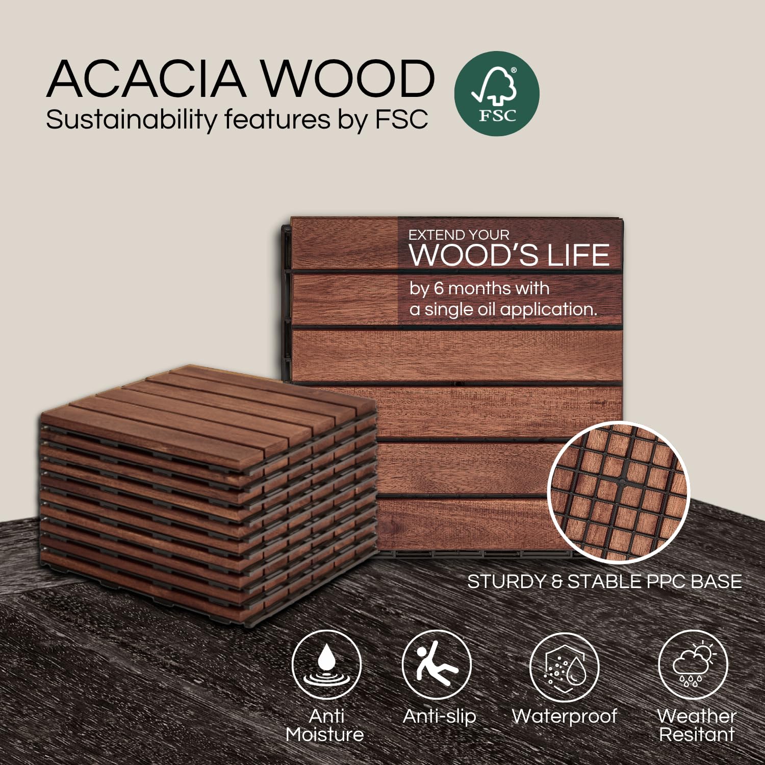 THYOI deck tiles non slip grooves provide safer footing.