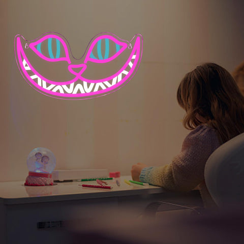 Tiabuy Cheshire Cat neon sign enhances bedroom decor with whimsy