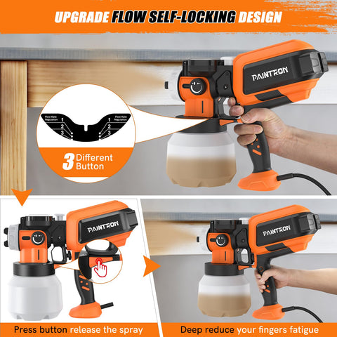 Tiagowell flow-control knob enables precise paint delivery for various project sizes.