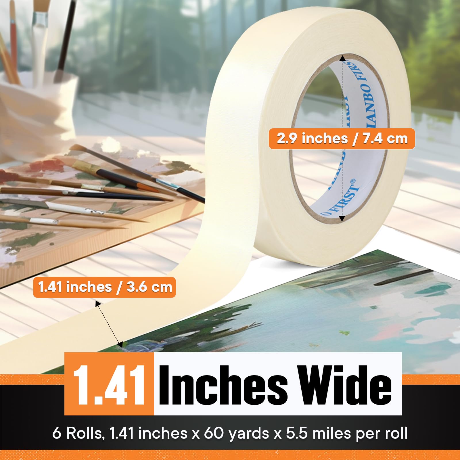 TIANBO FIRST masking tape showing precision edge and anti-osmosis design