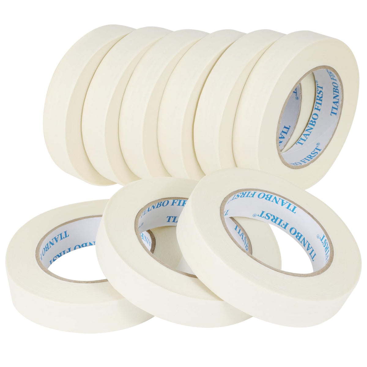 TIANBO FIRST masking tape 094-inch wide roll showcases precise masking for clean paint lines.