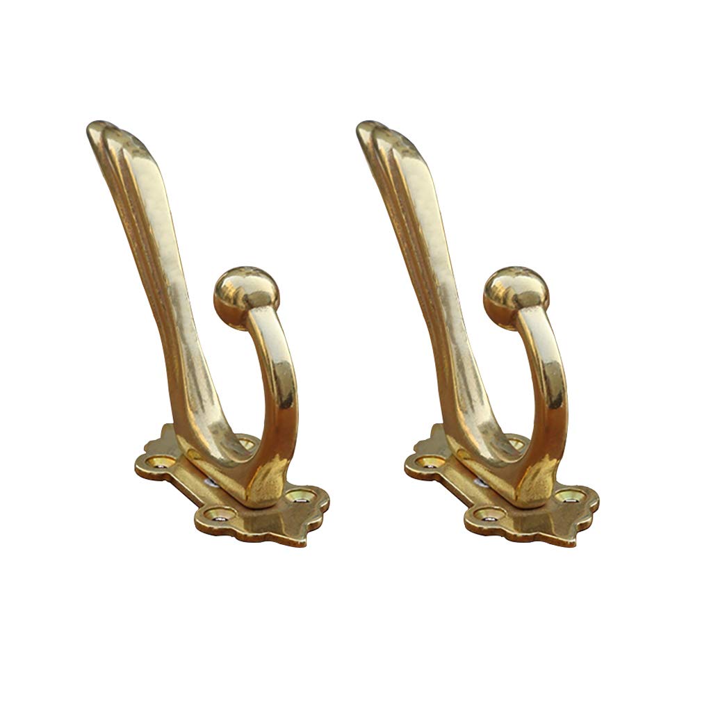 Tiazza antique brass coat hooks on wall mount for sturdy storage of coats and bags.