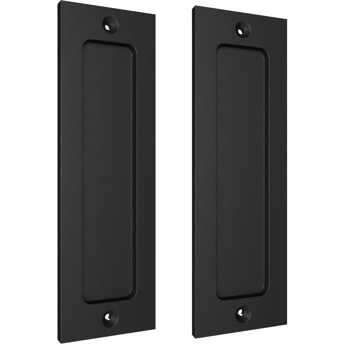 Tibres flush 7-inch door handle on barn door in satin black for smooth operation